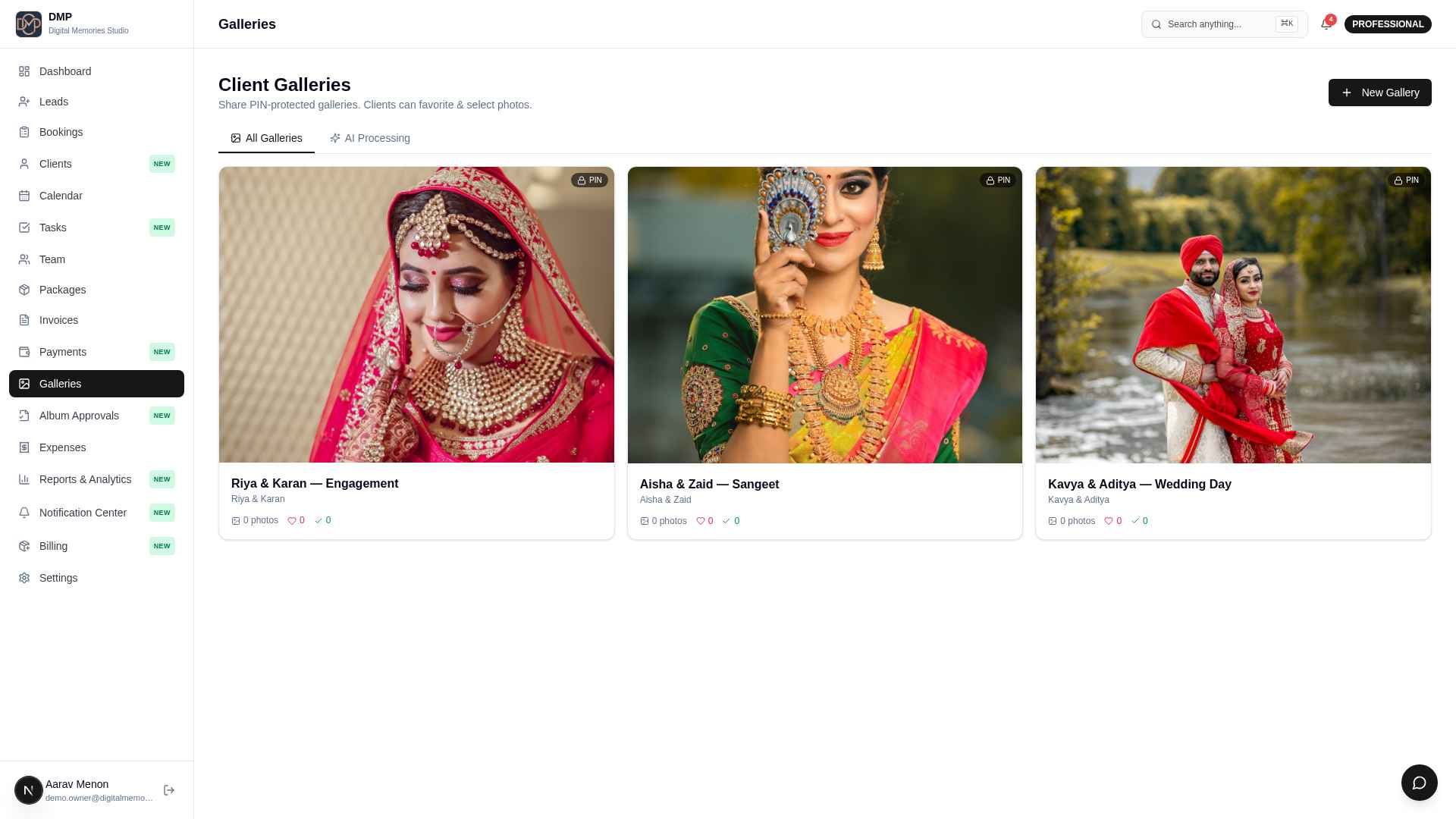 Deliver galleries & collect approvals